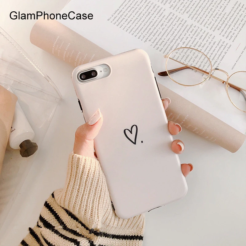 GlamPhoneCase простое любовное сердечко белый чехол для телефона iPhone XS Max XR 8 plus 7 6 S 6splus