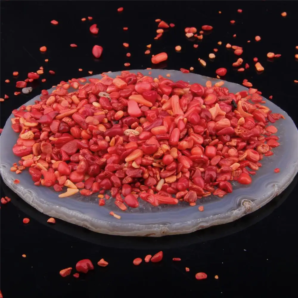 

VINSWET 50g Natural Red coral Shell Powder Crystal Gravel Rock Raw Gem stone Mineral Fish Tank Bonsai Decoration Energy Stone