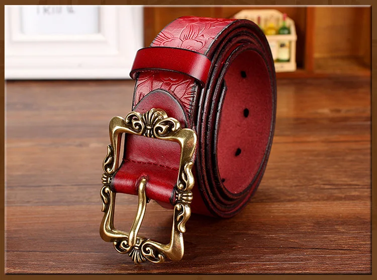 designer belts women Fashion Wide Genuine leather belts for women Vintage Floral Pin buckle Woman belt High quality second layer Cow skin jeans strap waist belt for women