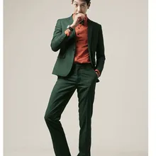 Пиджак+ брюки+ галстук) для Мужчин зеленый Бизнес смокинг Костюмы для будущих мам Slim Fit One Button свадебное торжественное платье Костюмы хлопок masculino f1811