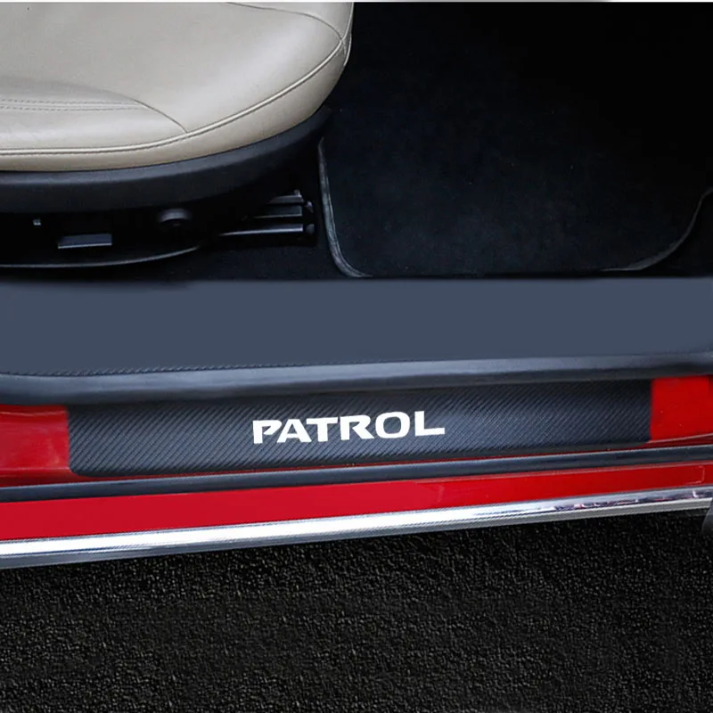 Автомобильные аксессуары для Nissan Patrol Накладка на порог двери из углеродного волокна Текстура из искусственной кожи 4 шт