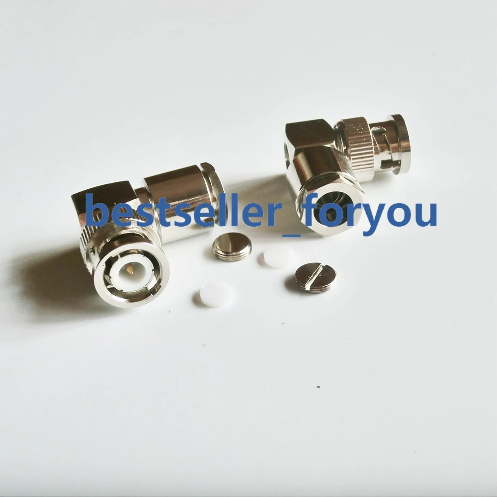

1Pcs BNC male right angle clamp RG5 RG6 5D-FB LMR300 Cable RF Coax Connector