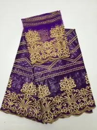 

(5yards/lot)2017 new bazin riche getzner fabric in purple with gold embroidery for nigerian party May-22-2017