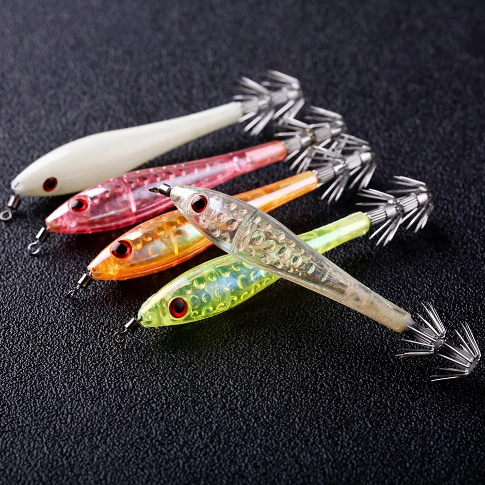 Sougayilang 5pcs 5Colors Fishing Lure Squid Cuttle Fish Sleeve Squid