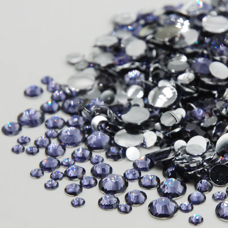 Violet Rhinestone Mixed Sizes Top Quality Non Hotfix Flatback Acrylic Rhinestones For Nail Art Decoration DIY Nail Mix Beads Pins & Pincushions