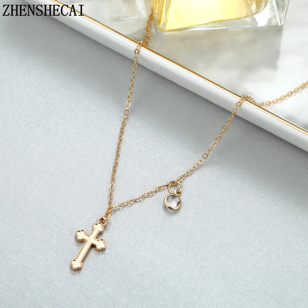 

2019 Summer Gold Chain Cross Necklace Small Cross Fashion Jewelry Women's necklace Jewelry Wholesale