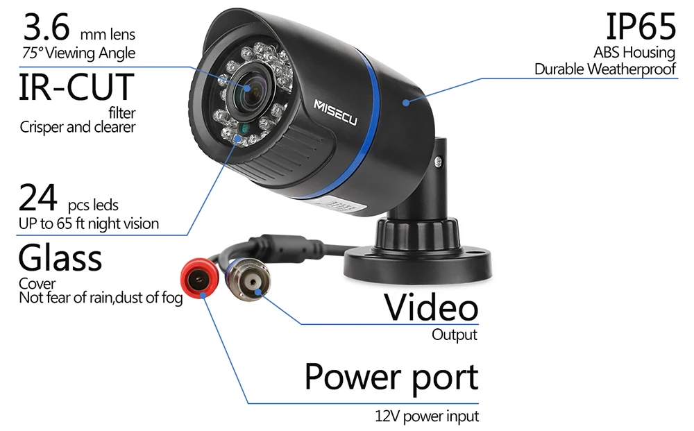  MISECU CCTV 4CH 720P/1080P AHD Camera Kit P2P HDMI H. 264 DVR Video Surveillance System Waterproof  - 33045126153