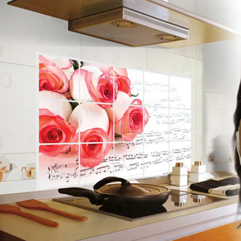 Image result for Kitchen Wall Sticker Aluminum Foil Self-adhesive Anti Oil Wall Decal