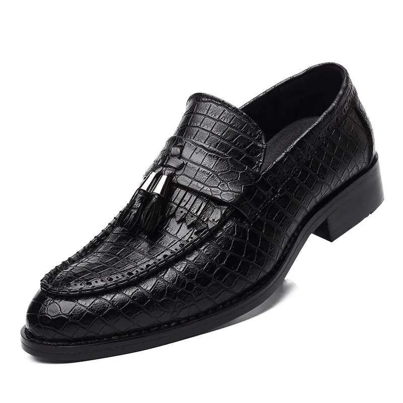 Para marrom Mocassins Dos Deslizar Marca Se vermelho Preto Vestem Borla Sobre Apartamentos Crocodilo Sapatos De Oxford Homens Couro a6wq76d