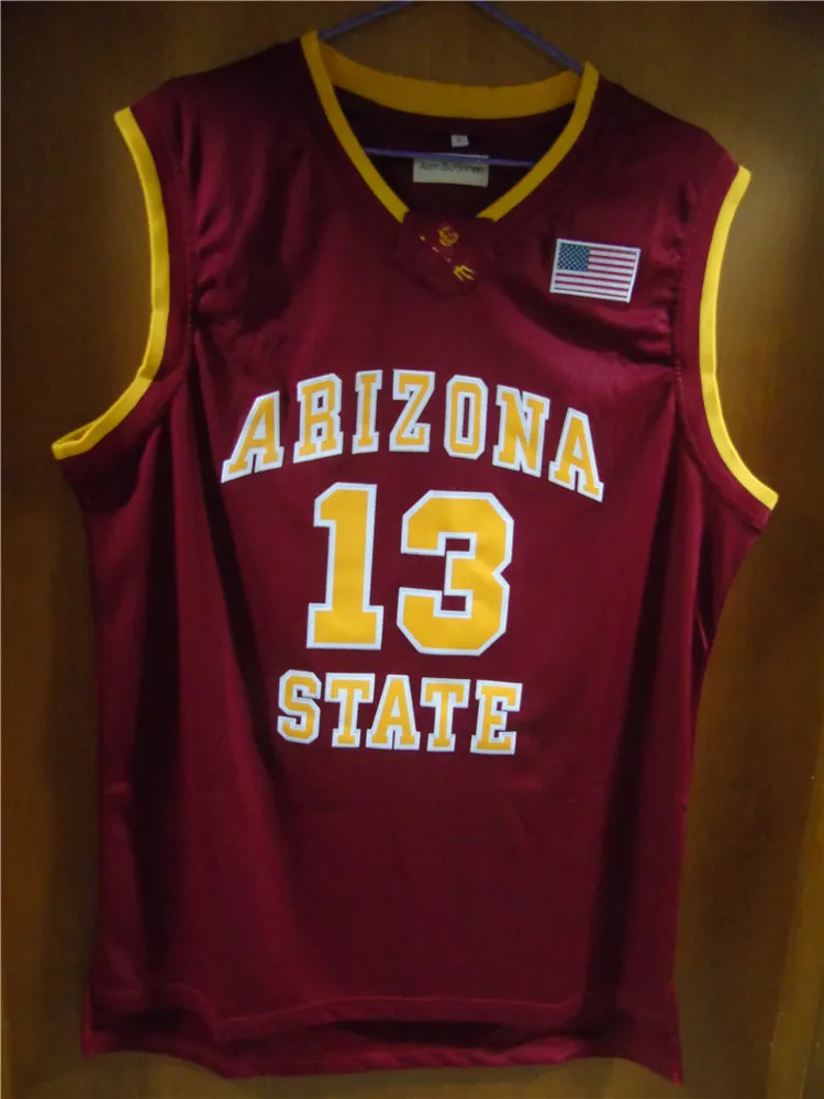 Image Aembotionen James Harden #13 Arizona State White Red Yellow Retro Throwback Stitched Basketball Jersey Embroidery Sewn Camisa