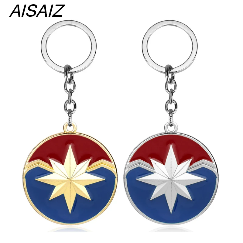 

Captain Marvel Logo Keychain superhero Metal Shield Pendant Keyring The Avengers Cosplay Marvel Key Chains For man Jewelry