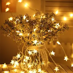 6 м 40 светодиодный Новый год Фея гирлянды светодиодный строки горит звезда для елки натальные Свадебные домашние украшения Батарея питание