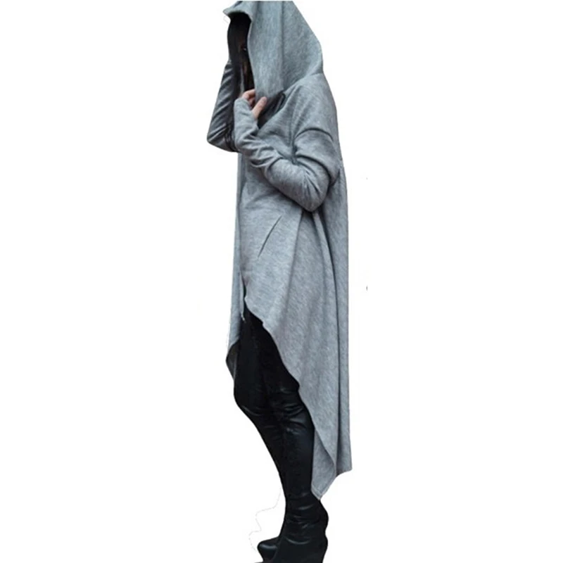 New autumn European and American irregularly colored long coat hooded windbreaker New autumn European and American irregularly colored long coat hooded windbreaker