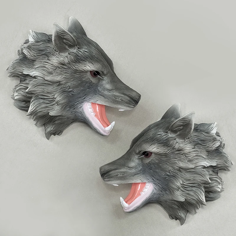  Sculpture Wolf Head Statue 3D Wall Animal Resin Simulation Bedroom Decor Bar Wolf Craft Model Inter - 32966441883