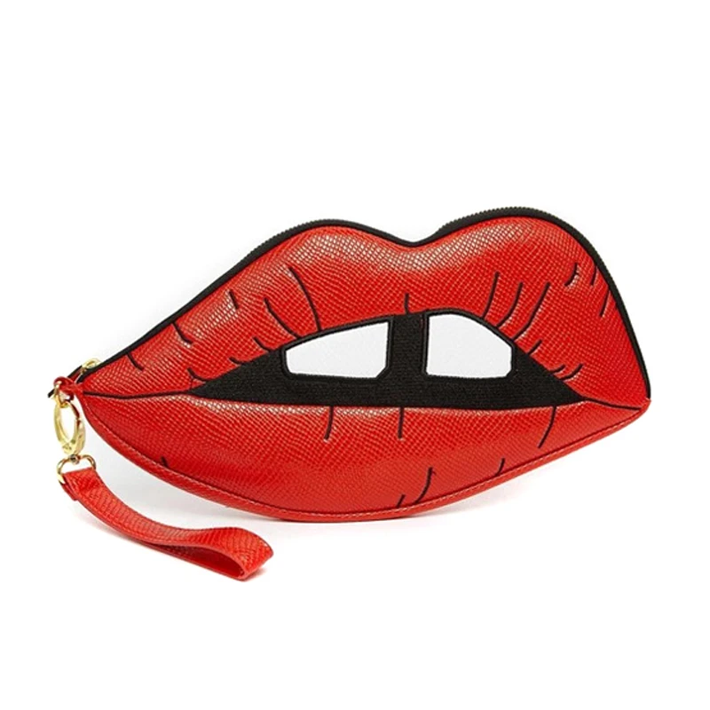 Hot Sale Women Splice Bags Fashion Brands hand bag sexy lips red lips clutch hand clip bag lady