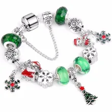 Рождественский браслет Для женщин с Санта Клаус и Рождество бусины с изображением дерева fit Pa браслет дропшиппинг