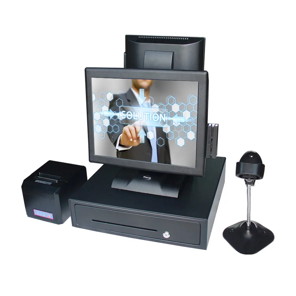 

High qualtiy Dual screen POS system touch screen point of sale for surpermaket store all in one pos machine