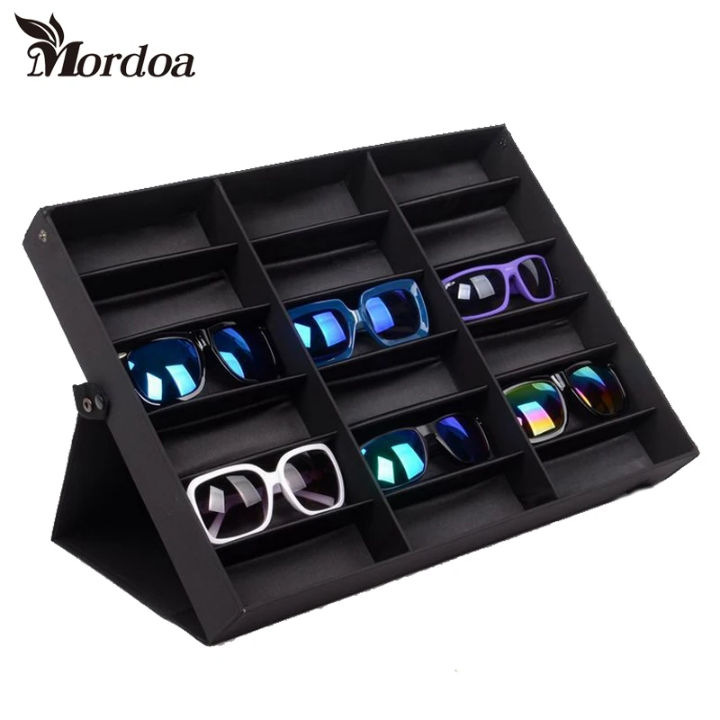Mordoa Glasses Storage Box 18 Grid Sunglasses Display Shelf Sunglass