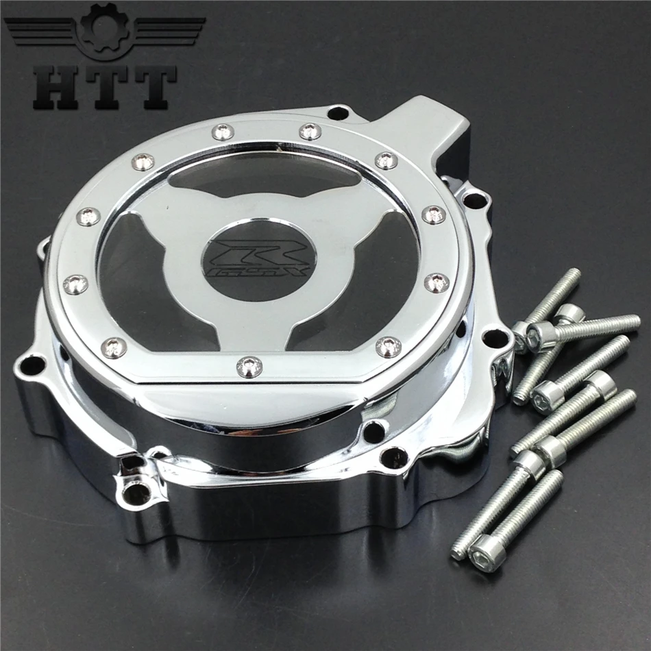 

Aftermarket free shipping motorcycle parts Billet Engine Stator cover see through for Suzuki 2004 GSXR600 750 1000 left CHROME