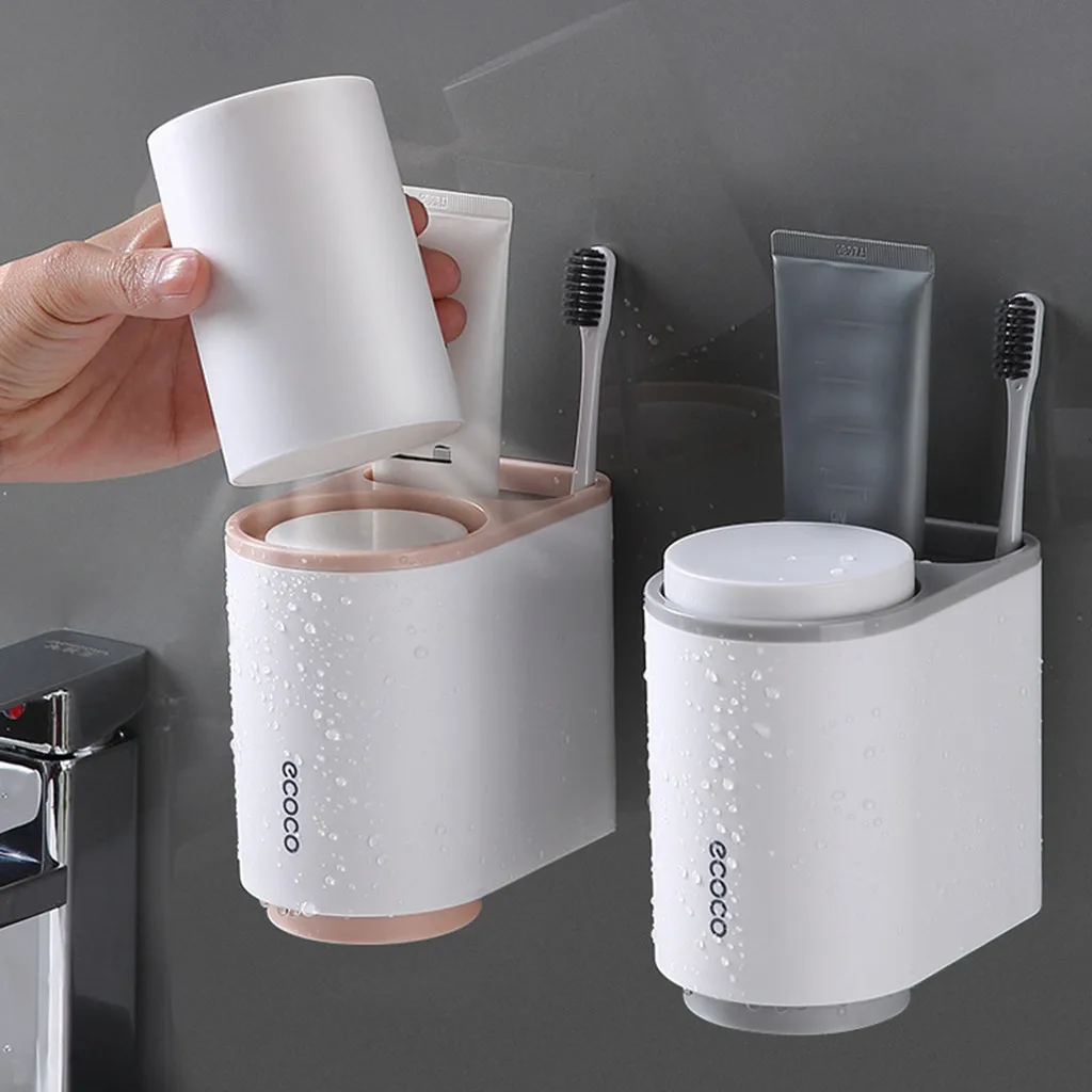 

Holder 1 Set Magnetic bathroom set Suction Cup Toothbrush with wash cup hanging Under Shelf Storage Basket Rack Organizer19jul9