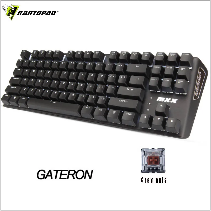 Rantopad MXX Cherry/GATERON Механическая игровая клавиатура 87-Key Deluxe Edition 4 Axis aluminum Cover белый одноцветный RGB светодиодный