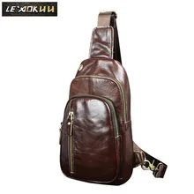Мужская Повседневная модная сумка из натуральной кожи для путешествий, треугольная нагрудная сумка на лямках, кофейный дизайн, 8 дюймов, планшет, сумка на одно плечо, мужской рюкзак 8005c