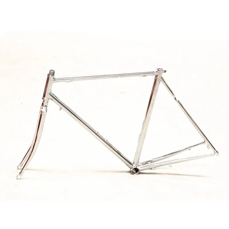 Хромированная стальная рама и вилка, винтажная Серебристая рама для шоссейного велосипеда, рама для велосипеда с фиксированной передачей, рама 700C 52 см 56 см