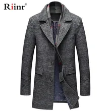 NEW Men Winter Warm Trench Woolen Coat Slim Fit Casual Reefer Jackets Solid Stand Collar Single Breasted Peacoat parka