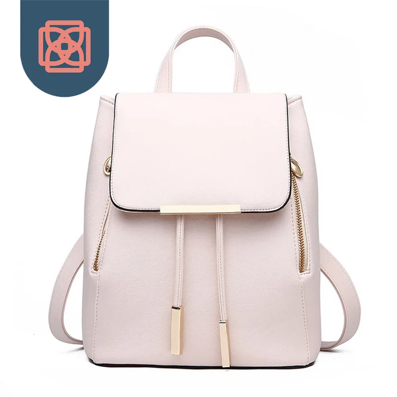 Women Daily Backpacks Daypack Girl  School Bag PU Leather Bags Candy Color Travel  bag