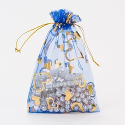 Мешочек из органзы 10x15 см Royal Blue Bronzing Рождество одежда для свадьбы, дня рождения пользу держатель Ювелирная упаковка шнурок Чехол