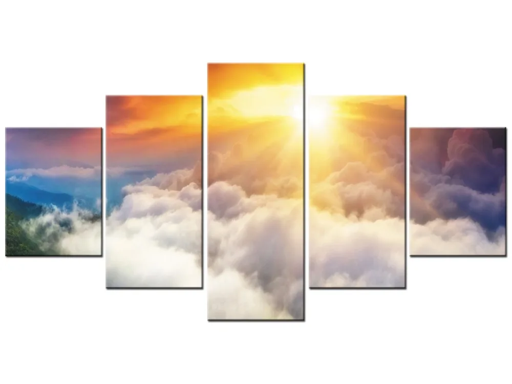 5 Панель hd-картины Sunshine облака Wall Art украшение дома Гостиная Печать на холсте