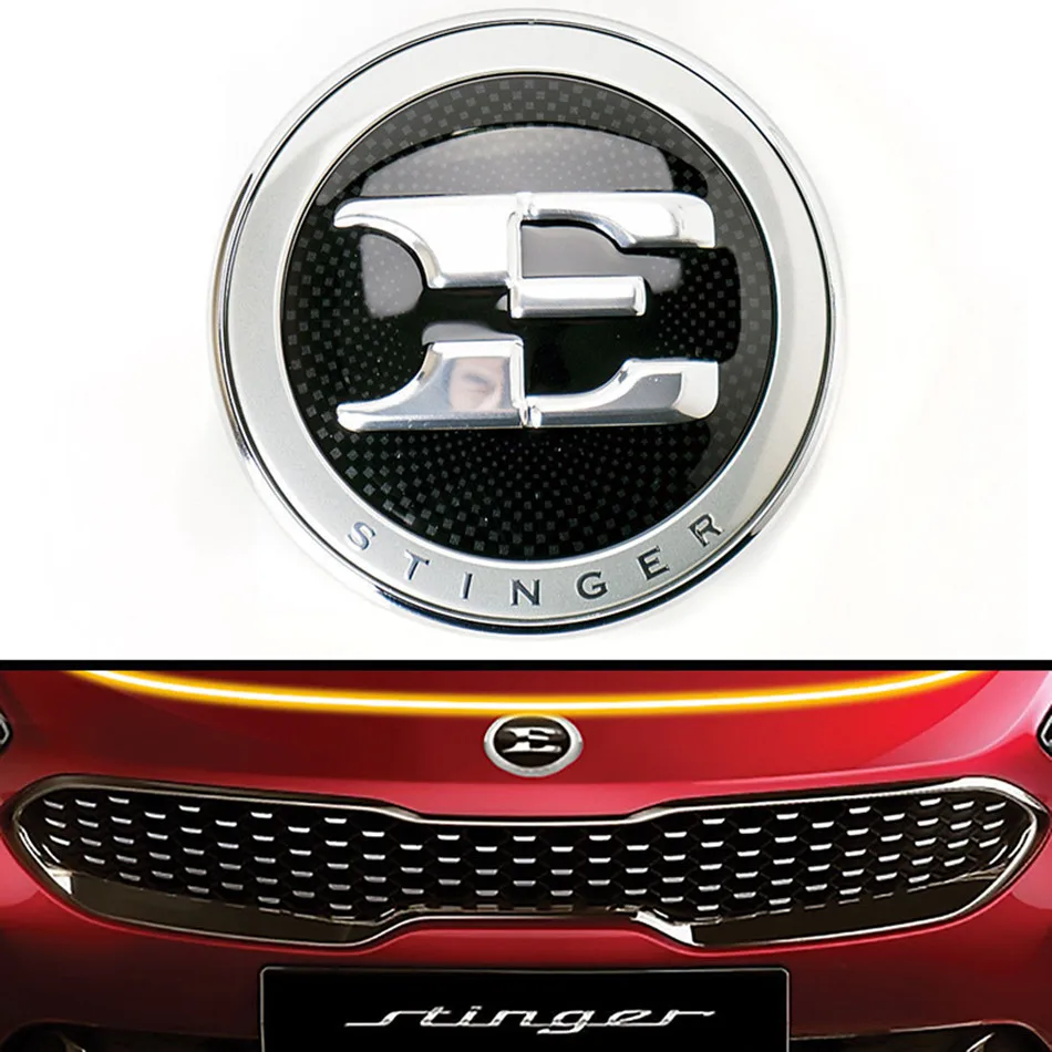

New Genuine OEM Front Rear Nameplate E logo Stinger Emblem for Stinger 17-18