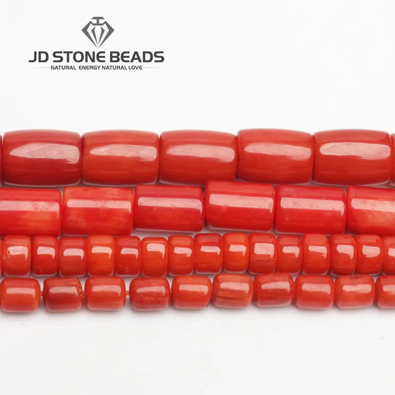 

JD Stone Beads Free Shipping Sardinian Coral Drum Barrel Shape Beads Semi-Finished Handmade Bracelet Beads Accessory
