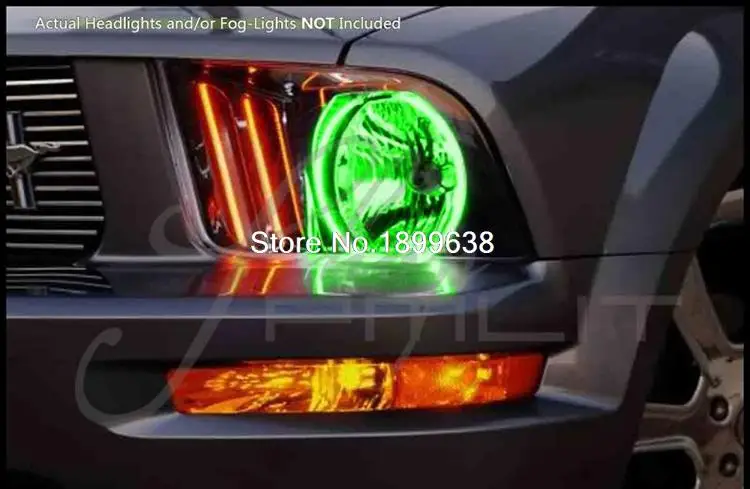 Для 2005-2009 Ford Mustang RGB светодиодный ГЛАЗА АНГЕЛА Halo КОЛЬЦА фары лампы разных цветов переключения с дистанционным управлением