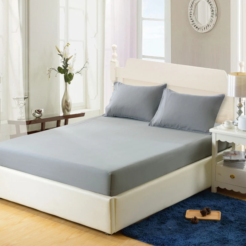 

Fitted Sheet solid color Skin friendly cotton Bed Sheet With Elastic Band mattress covers Queen Size cover bed Customizable