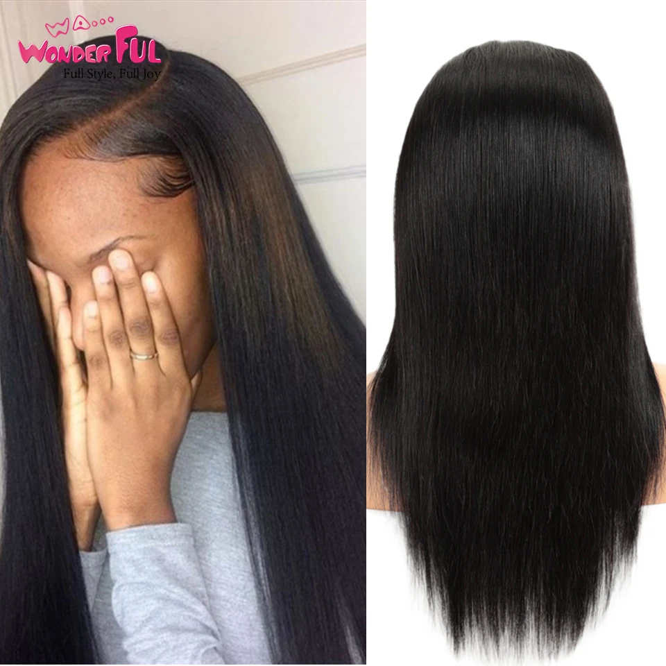 

Straight Lace Front Human Hair Wigs 16-28 Inch Free Made By Brazilian Remy Straight Human Hair Bundles With Frontal