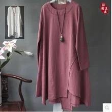 Новинка, весна, дизайн, чистый хлопок, лен, свободный большой ярдов женской футболки