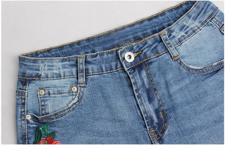 CatonATOZ 2163 Женские винтажные джинсы с цветочной вышивкой, Стрейчевые узкие джинсовые брюки, женские джинсы