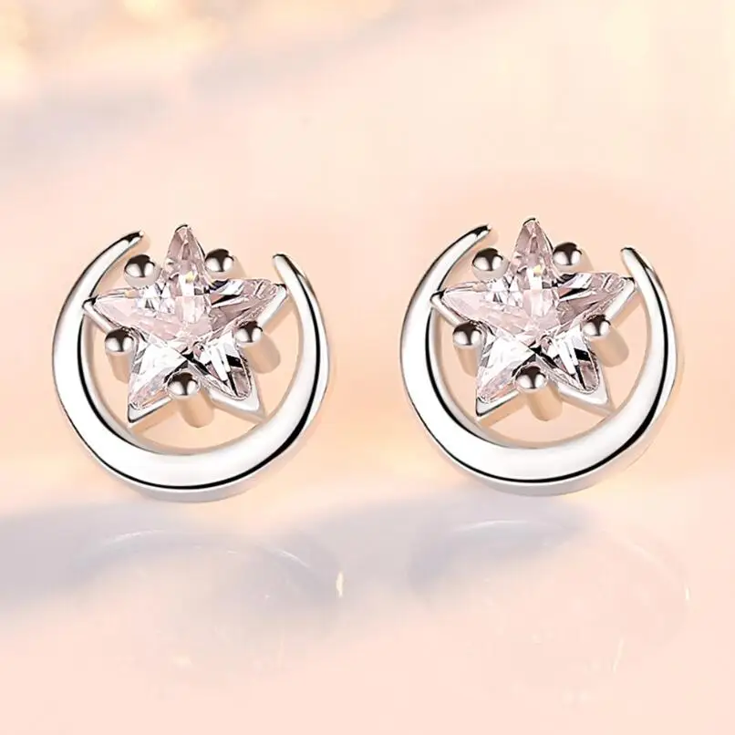 Новинка, хит, серьги-гвоздики со звездами, цирконием, для женщин, 925 пробы, серебряные ювелирные изделия, аксессуары, подвески, массивные серьги Orecchini SAE1