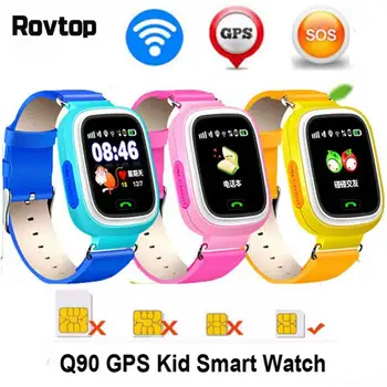 

Rovtop Q90 GPS Child Smart Watch Phone Children Watch 1.22inch Color Touch Screen GPS WIFI SOS Baby Smartwatch For Kid