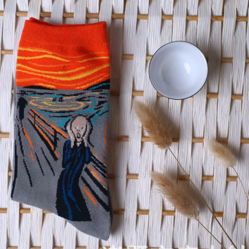 Осенне-зимние модные ретро женские новые персональные художественные Ван Гог Фреска всемирно известная живопись серии мужские носки масляные забавные носки горячая распродажа