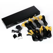 MT-Viki KVM Switch 8 Port VGA USB Auto Scan Hotkey Supported 1U Rack-mount with Original Cable for 8 PC 1 Monitor MT-2108UL