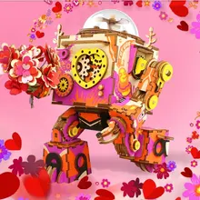 Robotime музыкальная шкатулка сделай сам Робот Модель деревянные головоломки Миниатюра ручной работы AM601