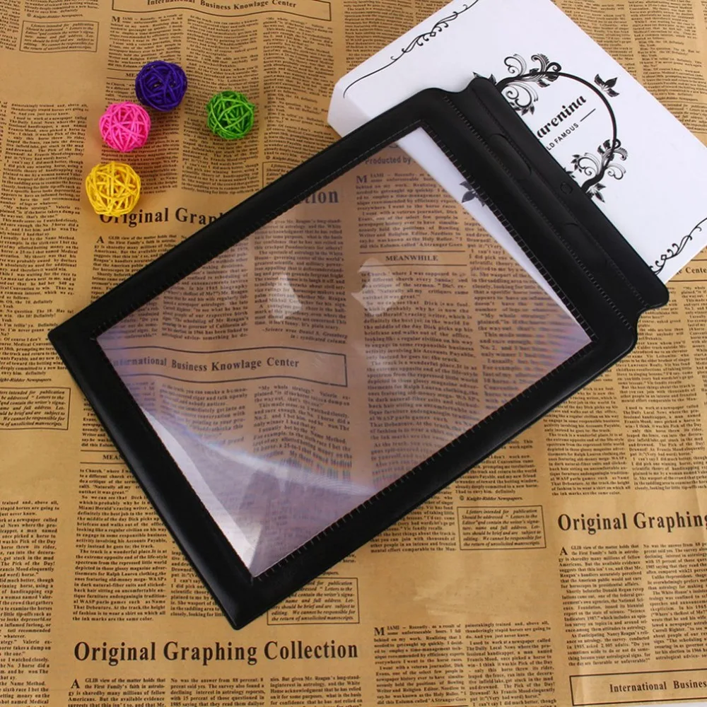 Портативный размер ручной 3X Большой лупа для чтения A4 полный лист карты книги газета помощь для чтения увеличительное стекло