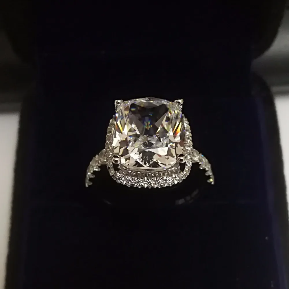 Искрящееся 5Ct АЛМАЗНОЕ КОЛЬЦО с алмазной огранкой, 925 пробы Серебряное кольцо, покрытие из белого золота