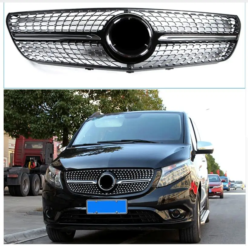 

Car Styling Tuning Front Middle Star Diamonds style Grille Grill For Mercedes Benz Vito V260 class MPV W447 Vehicle 2015-2018