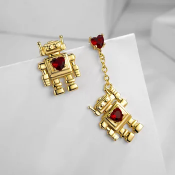 

2020 Hot Sale Fine jewelry Creative new love robot earrings female Crystal from Swarovskis 2 Colors Fit Women For Party