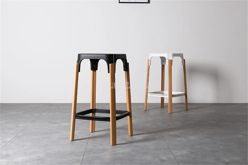 Скандинавский стиль, современный дизайн, твердый деревянный барный стул, твердая деревянная ножка, ПП сиденье, домашняя обеденная барная стойка для кафе, табурет с открытой спиной 68 см