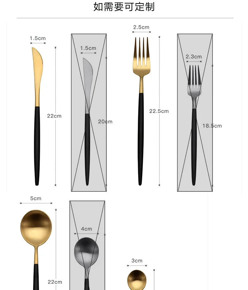 4 шт./лот набор ложек и вилок, набор ножей из нержавеющей стали с титановым покрытием, набор столовых приборов из черного золота, набор столовых приборов, ложка и вилка