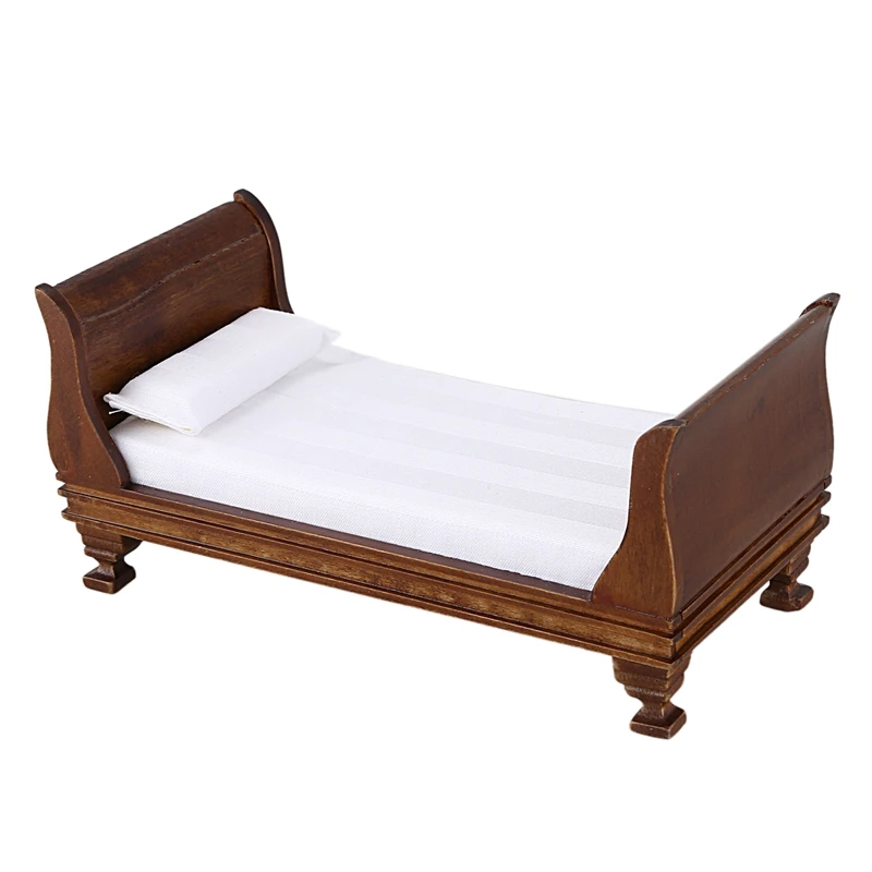  New Dollhouse Miniature Furniture Delicacy Vintage Single Bed 1:12 Scale Doll Toys Accessories